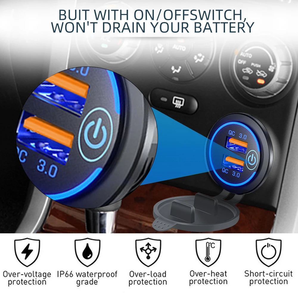 Dual USB Fast Car Charger Socket Plug