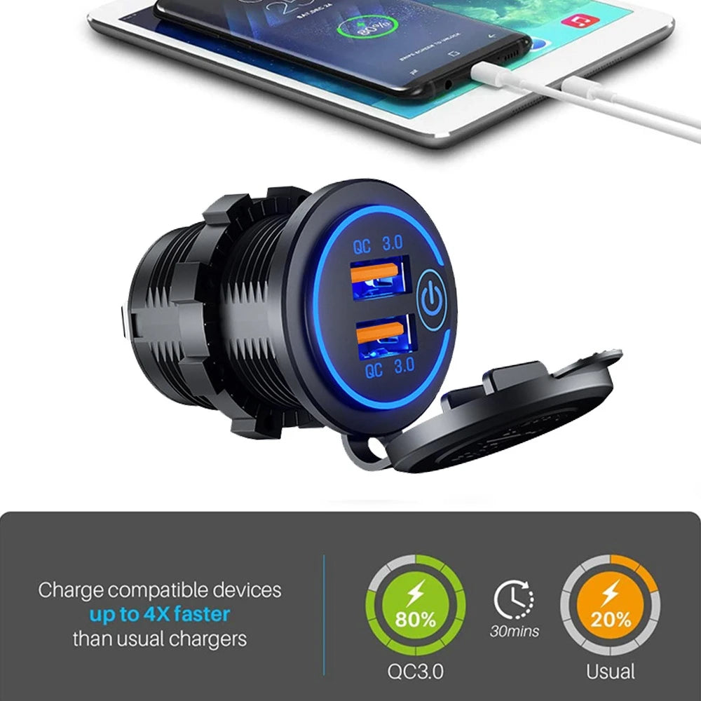 Dual USB Fast Car Charger Socket Plug